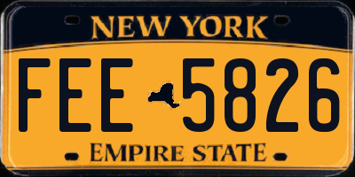 NY license plate FEE5826