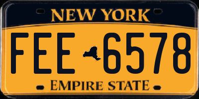 NY license plate FEE6578