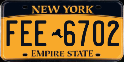 NY license plate FEE6702