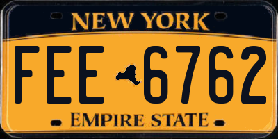 NY license plate FEE6762