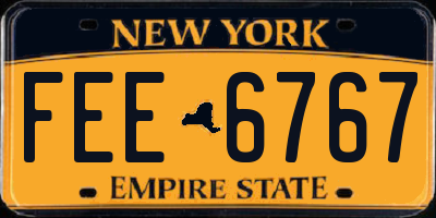 NY license plate FEE6767