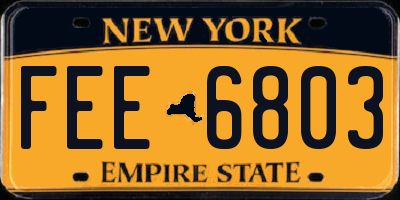 NY license plate FEE6803