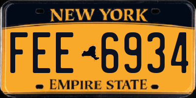 NY license plate FEE6934