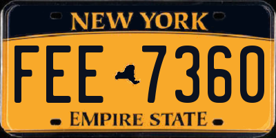 NY license plate FEE7360