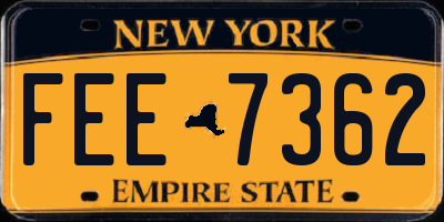NY license plate FEE7362
