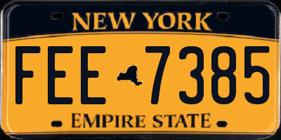 NY license plate FEE7385