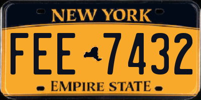 NY license plate FEE7432