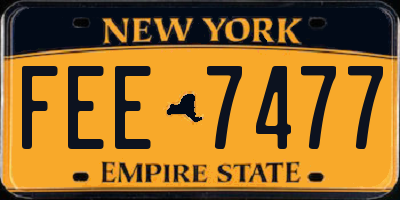 NY license plate FEE7477