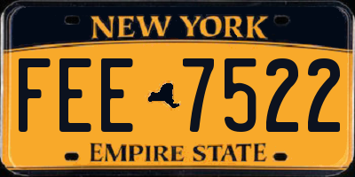 NY license plate FEE7522