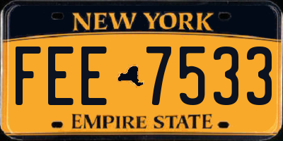 NY license plate FEE7533