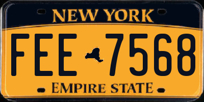 NY license plate FEE7568