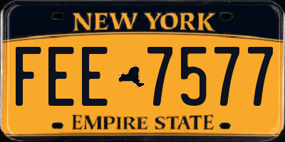 NY license plate FEE7577