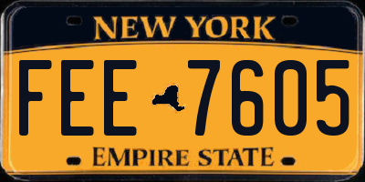 NY license plate FEE7605