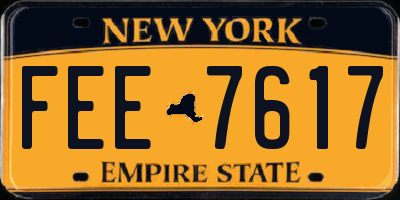 NY license plate FEE7617