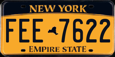 NY license plate FEE7622