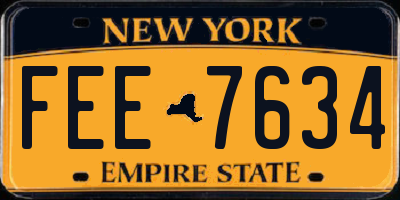 NY license plate FEE7634