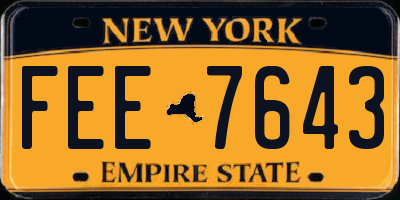 NY license plate FEE7643
