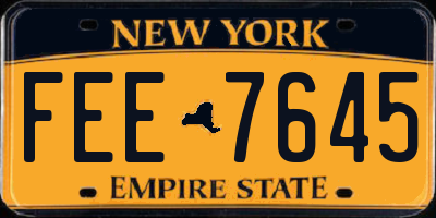 NY license plate FEE7645