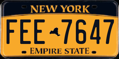 NY license plate FEE7647