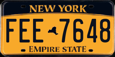 NY license plate FEE7648