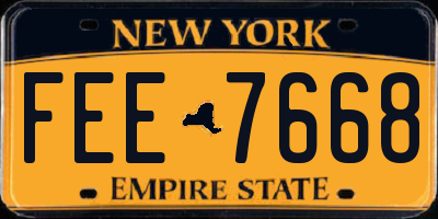 NY license plate FEE7668