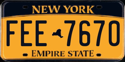 NY license plate FEE7670