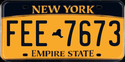 NY license plate FEE7673