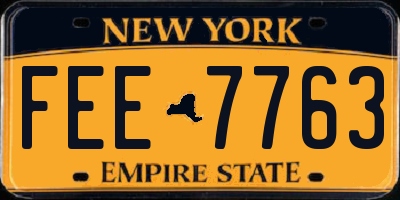 NY license plate FEE7763