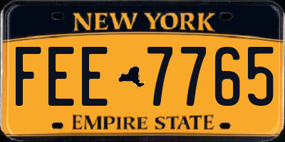 NY license plate FEE7765