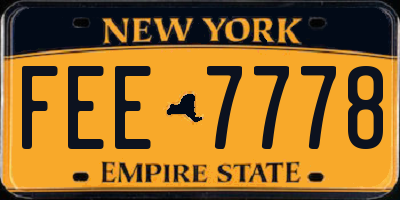 NY license plate FEE7778