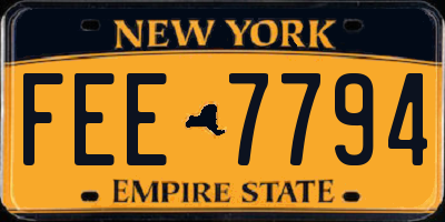 NY license plate FEE7794