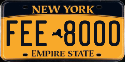 NY license plate FEE8000