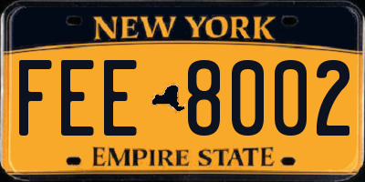 NY license plate FEE8002