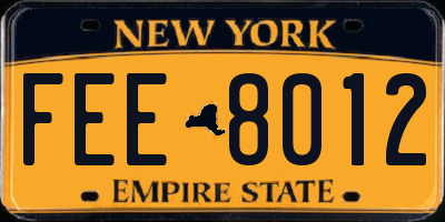 NY license plate FEE8012