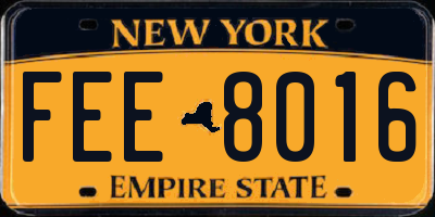 NY license plate FEE8016