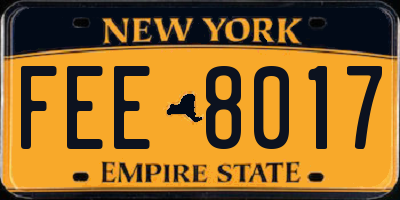 NY license plate FEE8017