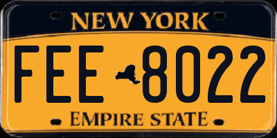 NY license plate FEE8022