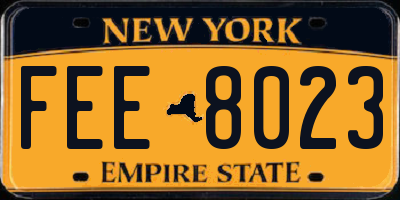 NY license plate FEE8023