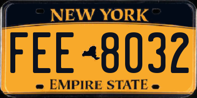 NY license plate FEE8032