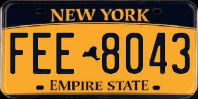 NY license plate FEE8043