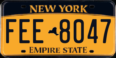 NY license plate FEE8047