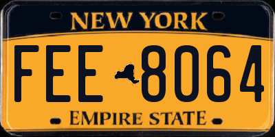 NY license plate FEE8064