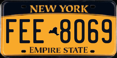 NY license plate FEE8069