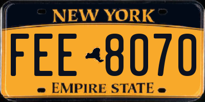NY license plate FEE8070
