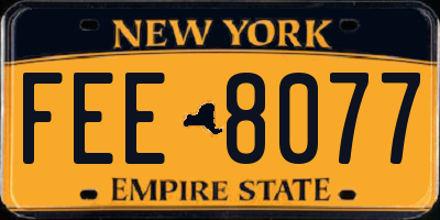 NY license plate FEE8077