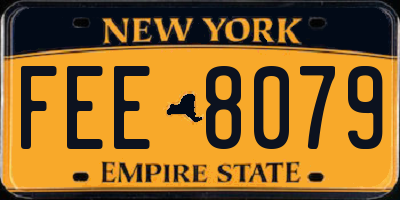 NY license plate FEE8079
