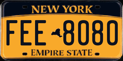 NY license plate FEE8080