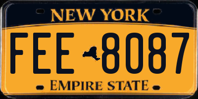 NY license plate FEE8087