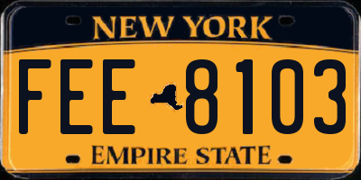 NY license plate FEE8103