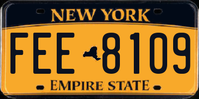 NY license plate FEE8109
